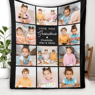 Custom Grandma Gift Personalized 11 Photo Collage Fleece Blanket
