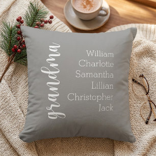 Custom Grandma Keepsake Modern Grey Throw Pillow