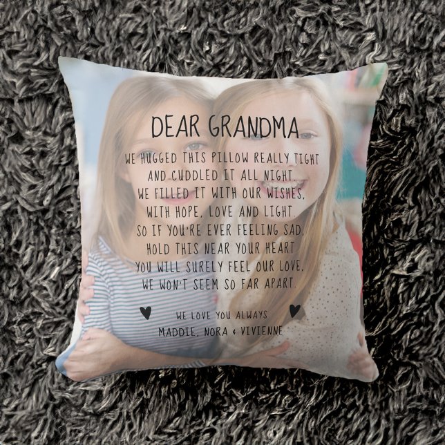Custom Grandma Message Photo Modern Mother's Day Throw Pillow (Creator Uploaded)
