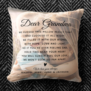 Custom Grandma Message Photo Modern Mother's Day Throw Pillow