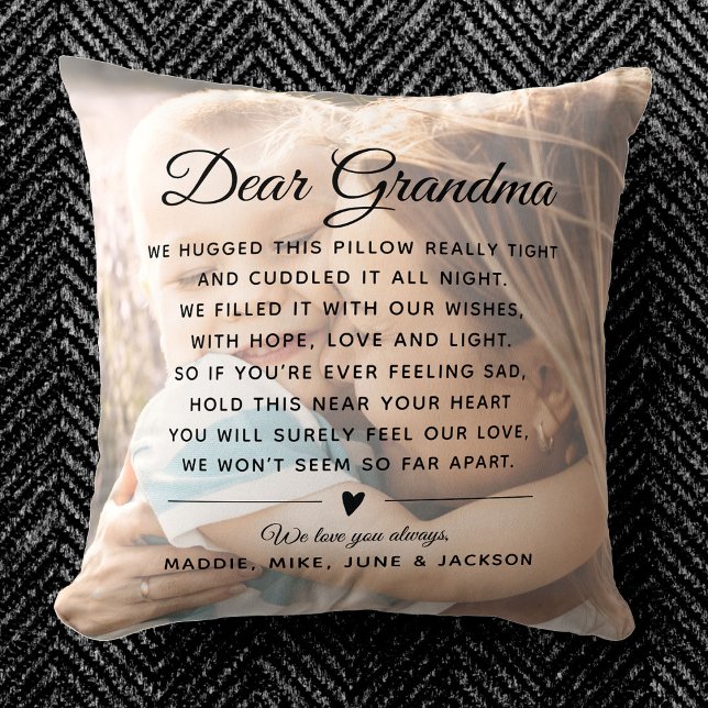 Custom Grandma Message Photo Modern Mother's Day Throw Pillow (Creator Uploaded)