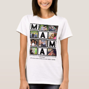 Custom  Grandma Mothers Day Mama 9 Photo Collage T-Shirt