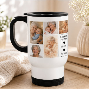 Custom Grandma Photo Collage   Grandparents Day Travel Mug