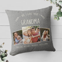 Custom Grandma Photo Collage Rustic Modern Grey
