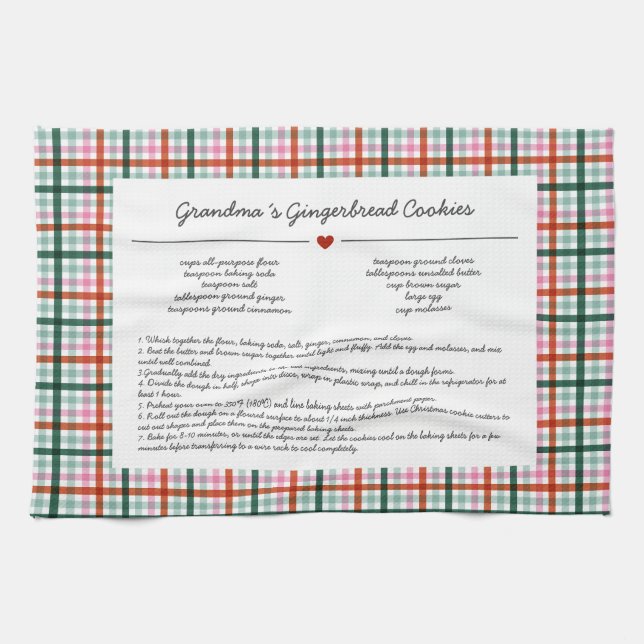 Custom Grandma Recipe Keepsake Christmas Kitchen Towel (Horizontal)