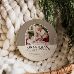 Custom Grandma’s Little Blessings Photo Ceramic Ornament