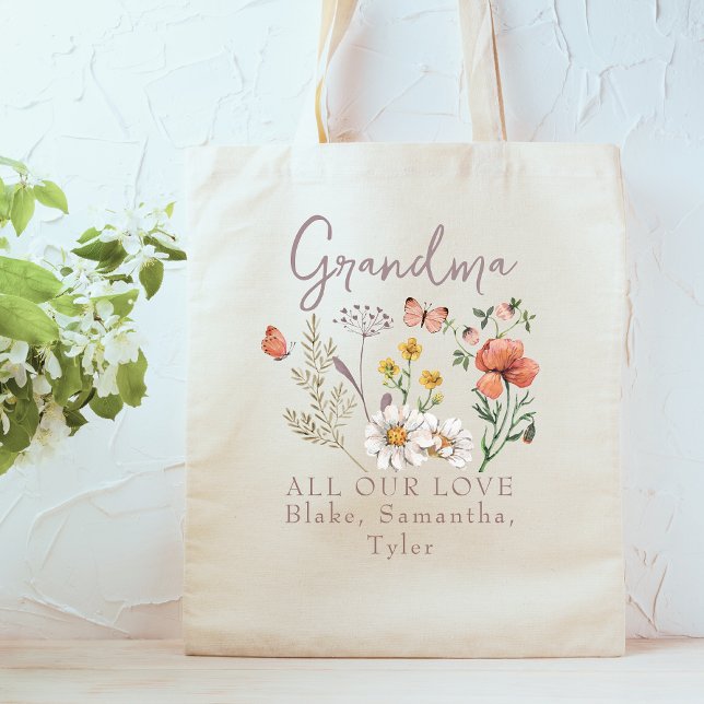 Custom Grandma Wildflowers Tote Bag (Creator Uploaded)