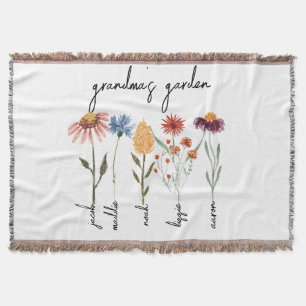 Custom Grandma's Garden Personalized Birthday Throw Blanket