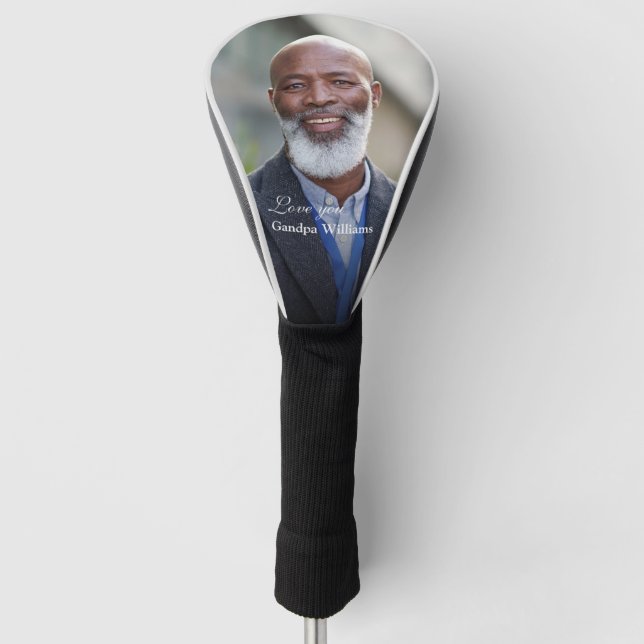 Custom Grandpa Grandfather Dad Photo Personalize Golf Head Cover (Front)