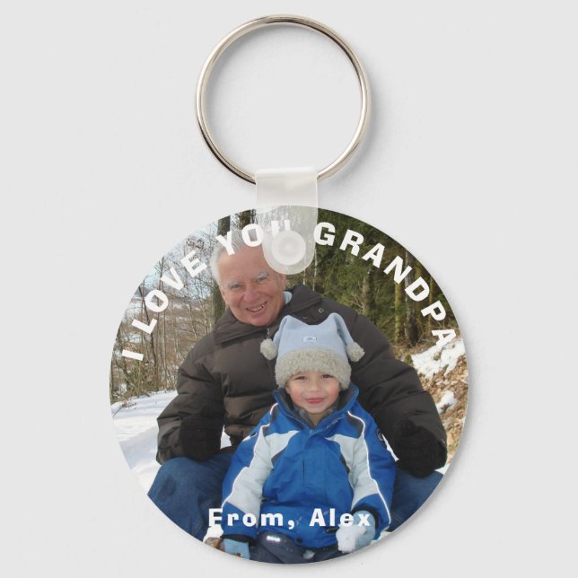Custom Grandpa Keychain, I Love You Grandpa Photo Keychain (Front)