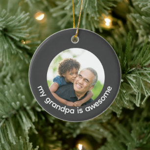 Custom Grandpa Photo Ceramic Ornament