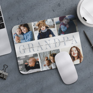 Custom Grandpa Photo Collage & Grandchildren Names Mouse Pad