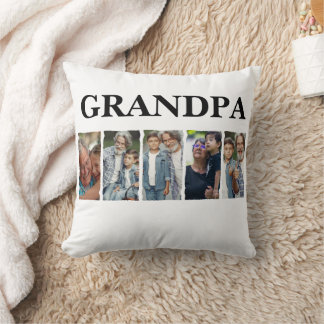Custom Grandpa Photo Collage Personalized Gift Throw Pillow