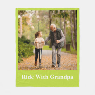 Custom Grandpa Photo Cozy Gift for Birthday Fleece Blanket