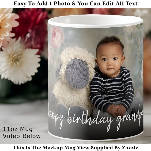 Custom Grandpa Photo Mug Modern One Photo Easy (Créateur téléchargé)