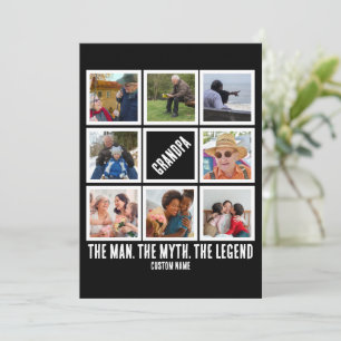 Custom Grandpa the man myth legend 8 Photo Collage Holiday Card