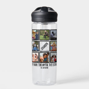 Custom Grandpa the man myth legend 8 Photo Collage Water Bottle