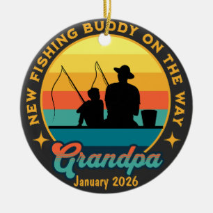  Custom Grandpa-To-Be Fishing Pregnancy Reveal  Ceramic Ornament
