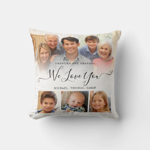 Custom Grandparents Grandma Grandpa Family Photo Throw Pillow