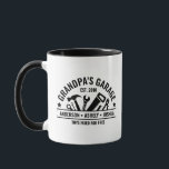 Custom Grandpas Garage Funny Mechanic Grandpa Mug<br><div class="desc">Custom Grandpa's Garage Coffee Mug with Kids’ Names and Year! Perfect for the handy grandfather who fixes everything. A fun,  personalized gift for Father’s Day,  birthdays,  a gift for grandpa,  or your favourite DIY legend.</div>