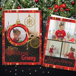 Custom Granny Christmas Photo Card | Red Plaid
