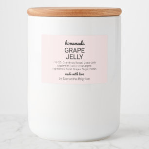 Custom Grape Jelly Kitchen Pantry Canning Jar Food Label