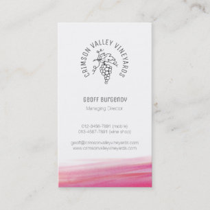 Custom grapes vineyard red wine business card