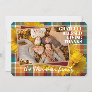 Custom Grateful Blessed Giving Thanks Holiday Card