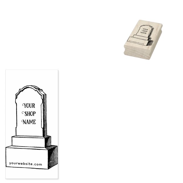 Custom Gravestone Headstone Tomb Small Business Rubber Stamp (Stamped)