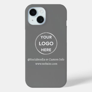 Custom Gray Business Logo Branded iPhone 15 Case