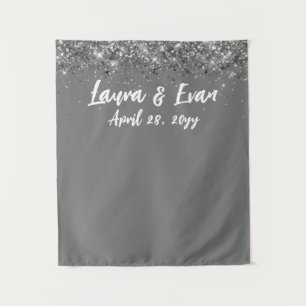 Custom Gray Silver White Wedding Photo Booth Prop Tapestry
