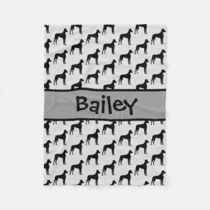Custom Great Dane Dog Silhouette Fleece Blanket