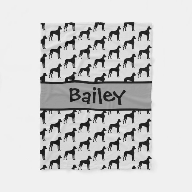 Custom Great Dane Dog Silhouette Fleece Blanket (Front)