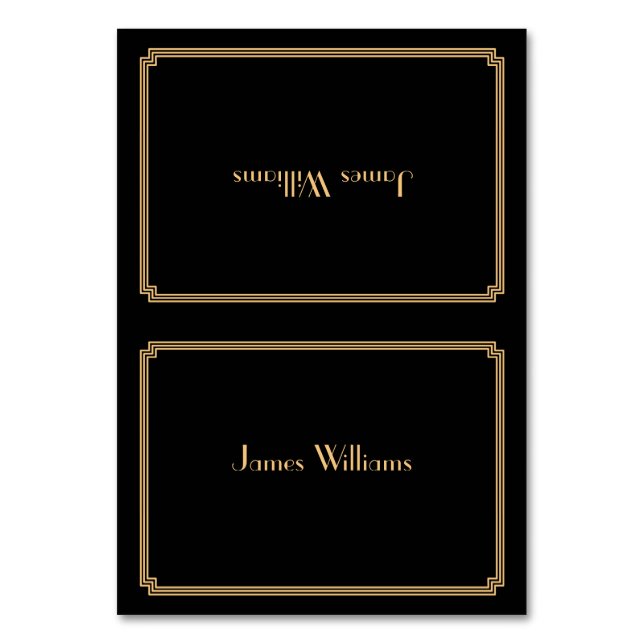 Custom Great Gatsby Art Deco Black Place Cards (Front)