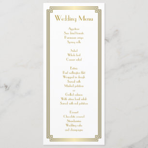 Custom Great Gatsby Art Deco White Wedding Menu