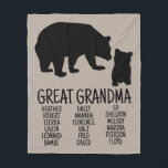 Custom Great Grandma Gift Grandkid Bear Greige Fle Fleece Blanket<br><div class="desc">Do you have a special great grandma in your life? Well, why not show her just how much you care by giving her the personalized great grandma gift of a fleece blanket with all of her grandkids names on it! Not only is this a thoughtful and unique gift, but it's...</div>