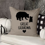 Custom Great Grandma Gift Grandkid Bear Greige Thr Throw Pillow<br><div class="desc">Looking for the perfect gift for that special grandmother in your life? Look no further than our personalized great grandma gift – custom bear throw pillows with names! These soft and cuddly pillows are a wonderful way to show your appreciation for all she’s done for you, and they make the...</div>