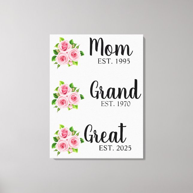 Custom Great Grandma  Personalized Grandma Canvas Print (Front)