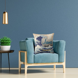 Custom Great Wave traditional japanese art Throw Pillow