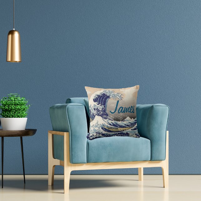 Custom Great Wave traditional japanese art Throw Pillow (Creator Uploaded)