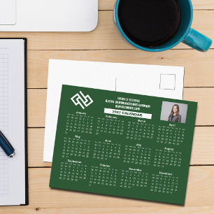 Custom Green 2027 Company Calendar Business Postcard