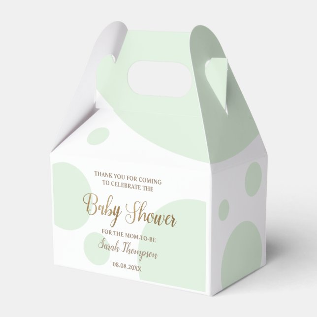 Custom Green and white baby shower gender neutral Favor Box (Front Side)