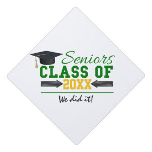 Custom Green and Yellow Graduation Tassel topper
