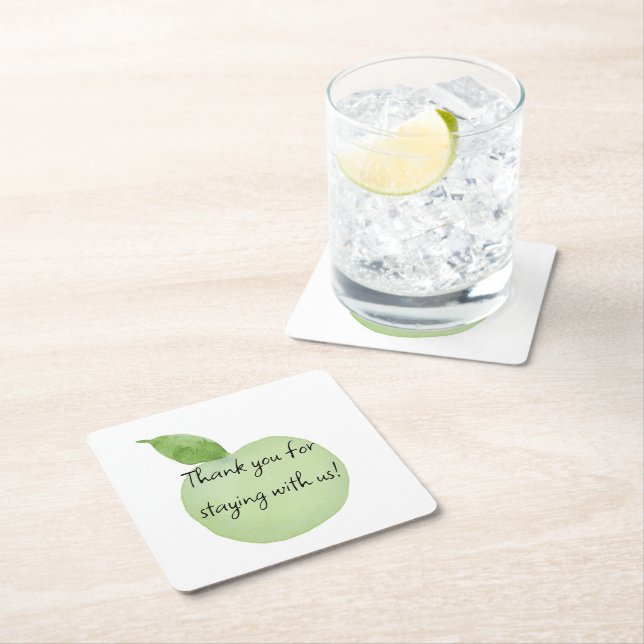 Custom Green Apple Disposable Coasters (Insitu)