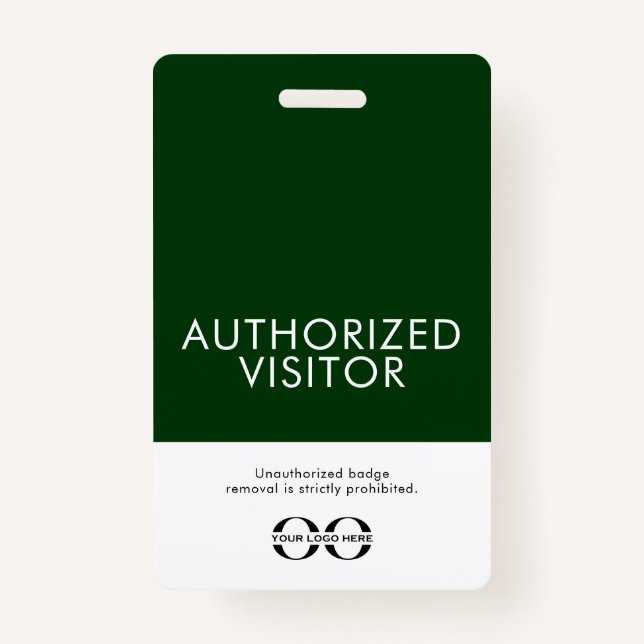 Custom Green Authorized Visitor Badge with Logo (Front)