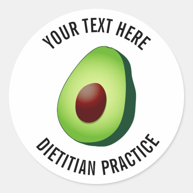 Custom green avocado dietician nutritionist logo classic round sticker (Front)