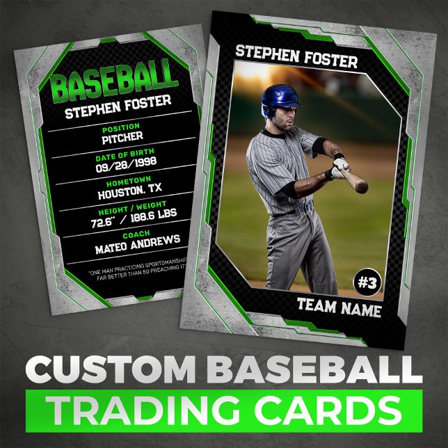 Custom Green Baseball Trading Card Baseball Player (Creator Uploaded)