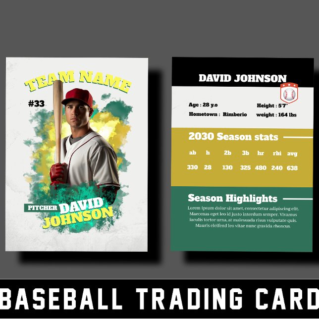 Custom Green Baseball Trading Card Player Profile (Creator Uploaded)