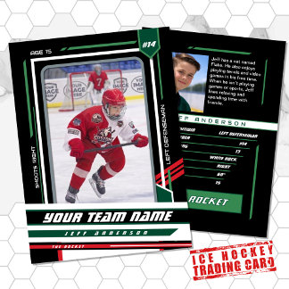 Custom Green & Black Ice Hockey Player Card