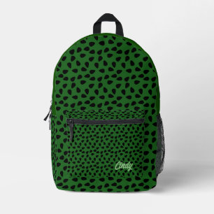 Custom Green Black Modern Trendy Printed Backpack